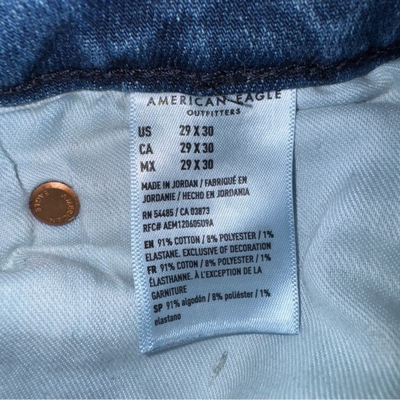 American Eagle Women’s Jeans SZ 29/28 Wed Blue Fading Vintage Skinny Whiskering - Picture 5 of 6